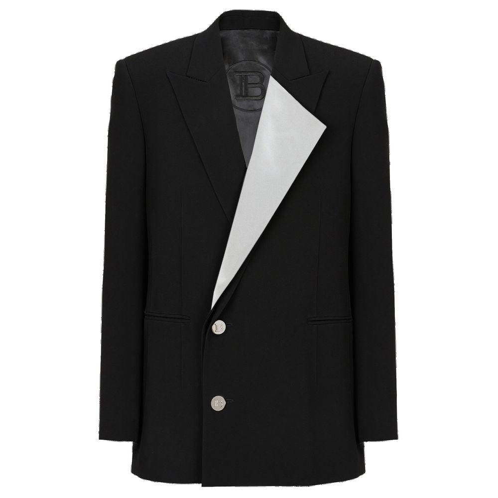 Black Viscose Men Blazer