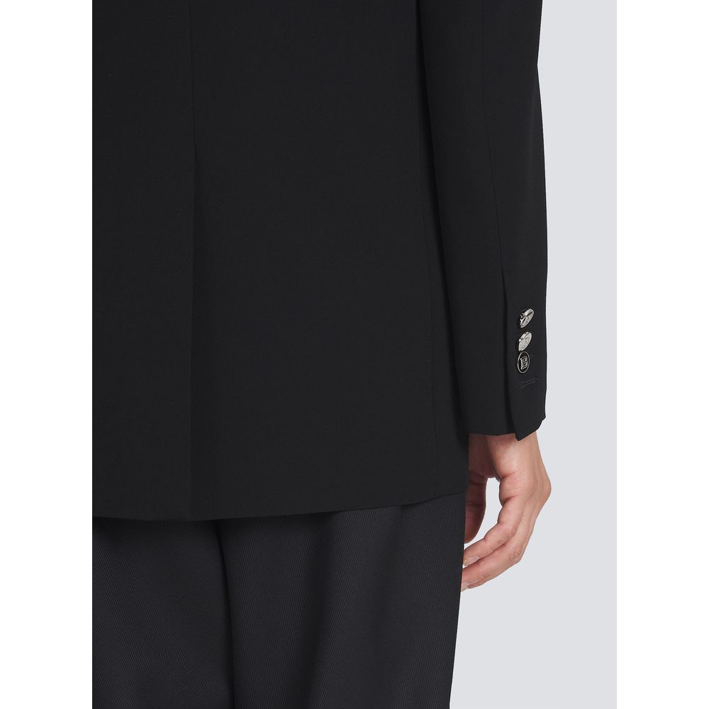 Black Viscose Men Blazer