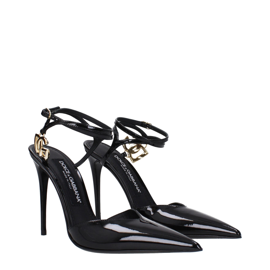 Black Leather Stiletto Heels Sandals