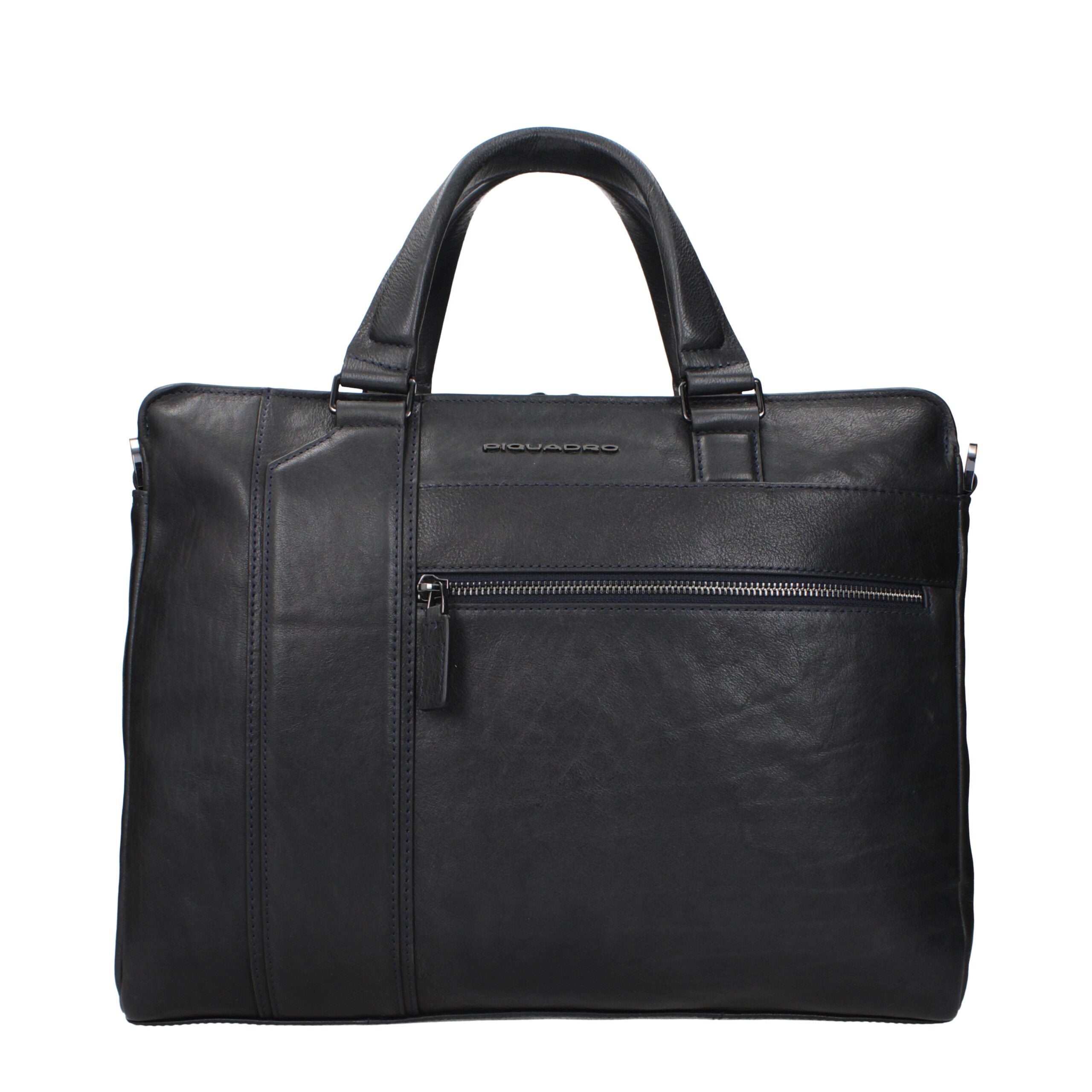 Blue Leather Business And Laptop Bags