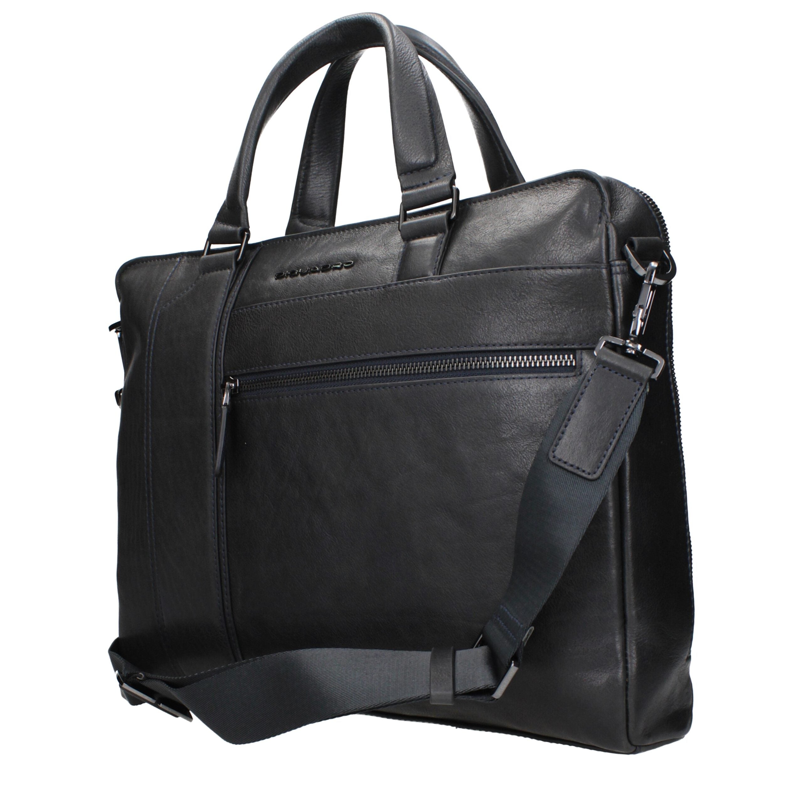 Blue Leather Business And Laptop Bags