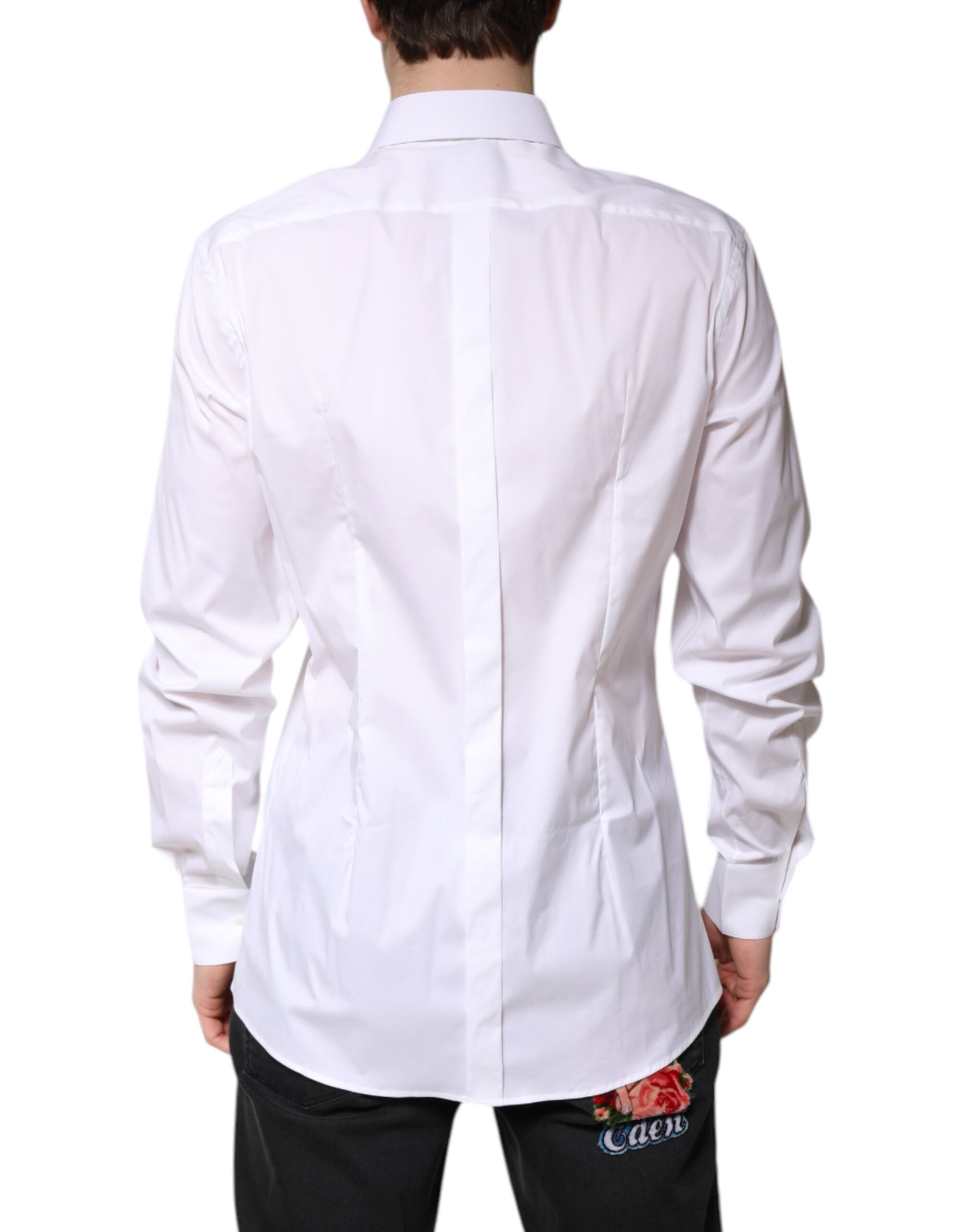 White Cotton Collared GOLD FormalDress Shirt