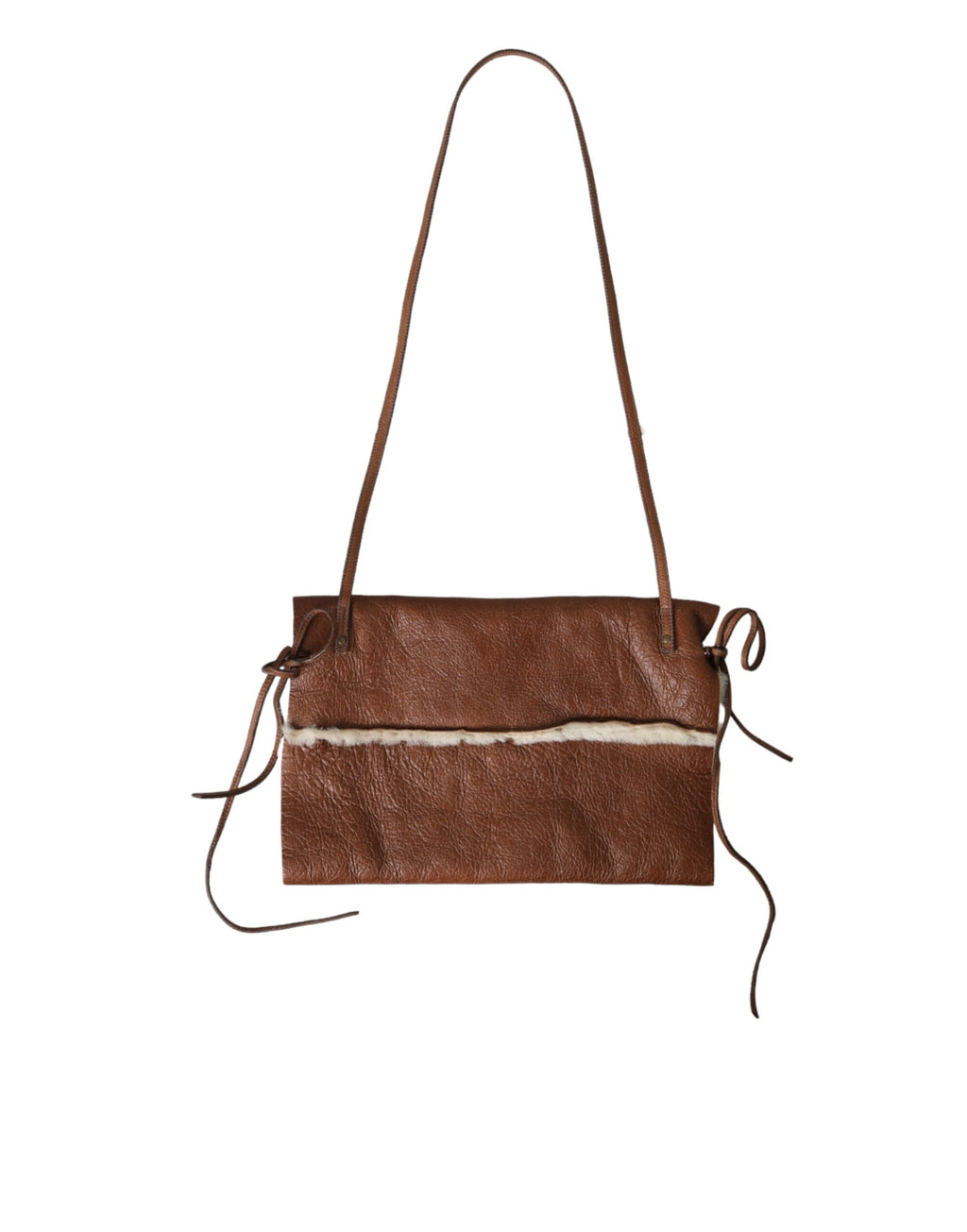 Brown Leather Fur Inner Lining Neck Strap WinterFleece Handwarmer