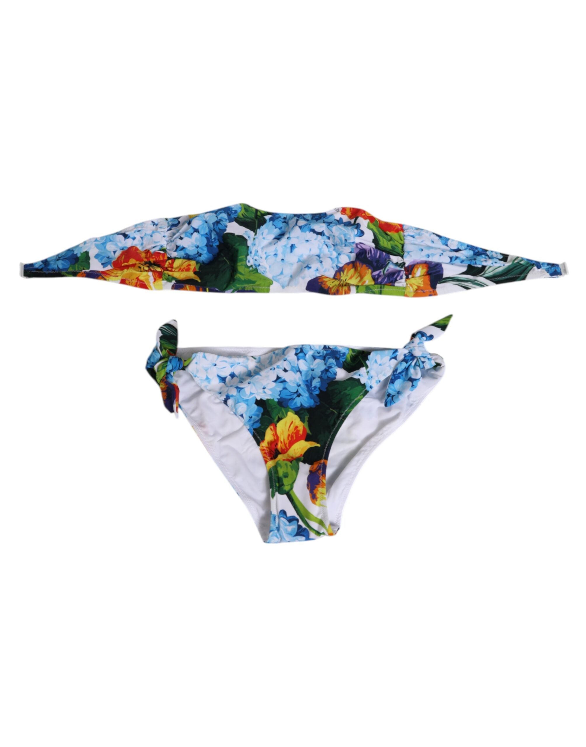 White Floral Swimsuit 2 Piece Top Bottom Swimwear