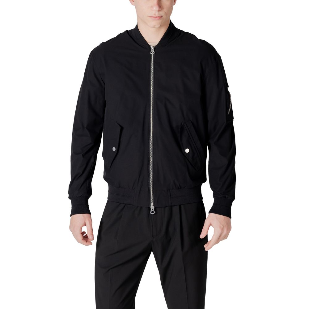 Black Polyester Jackets & Coat
