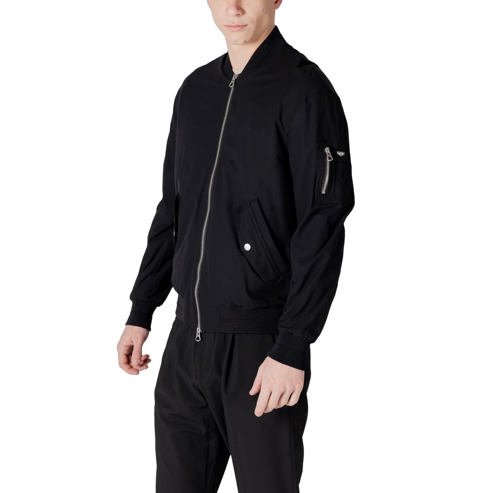 Black Polyester Jackets & Coat