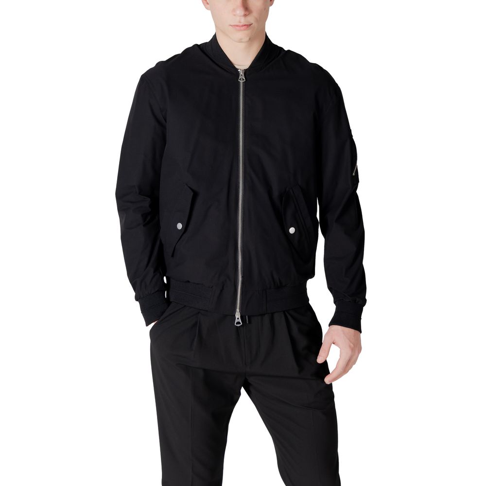 Black Polyester Jackets & Coat