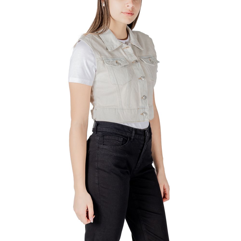 Light Blue Cotton Sleveless Jacket