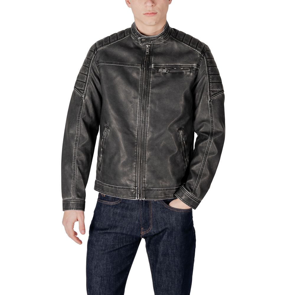 Black Polyester Jackets & Coat