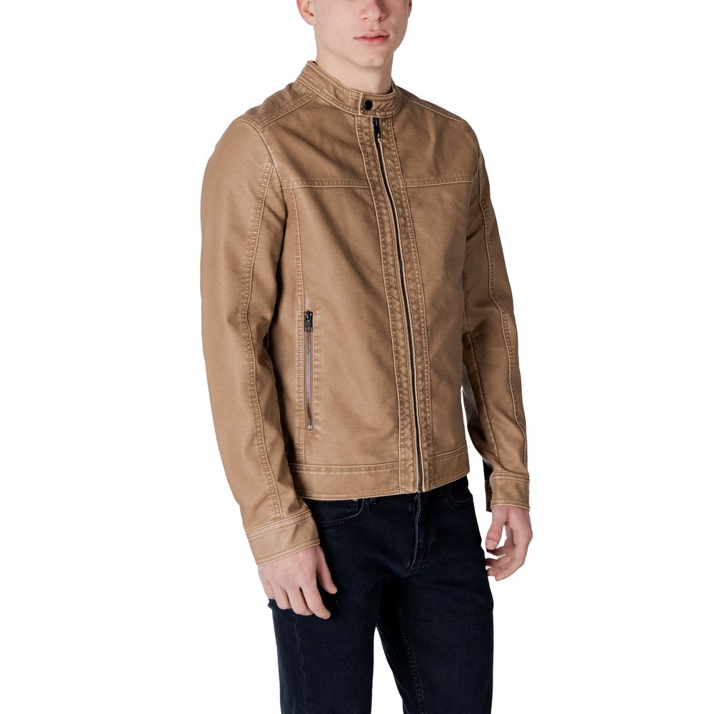 Beige Polyester Jackets & Coat