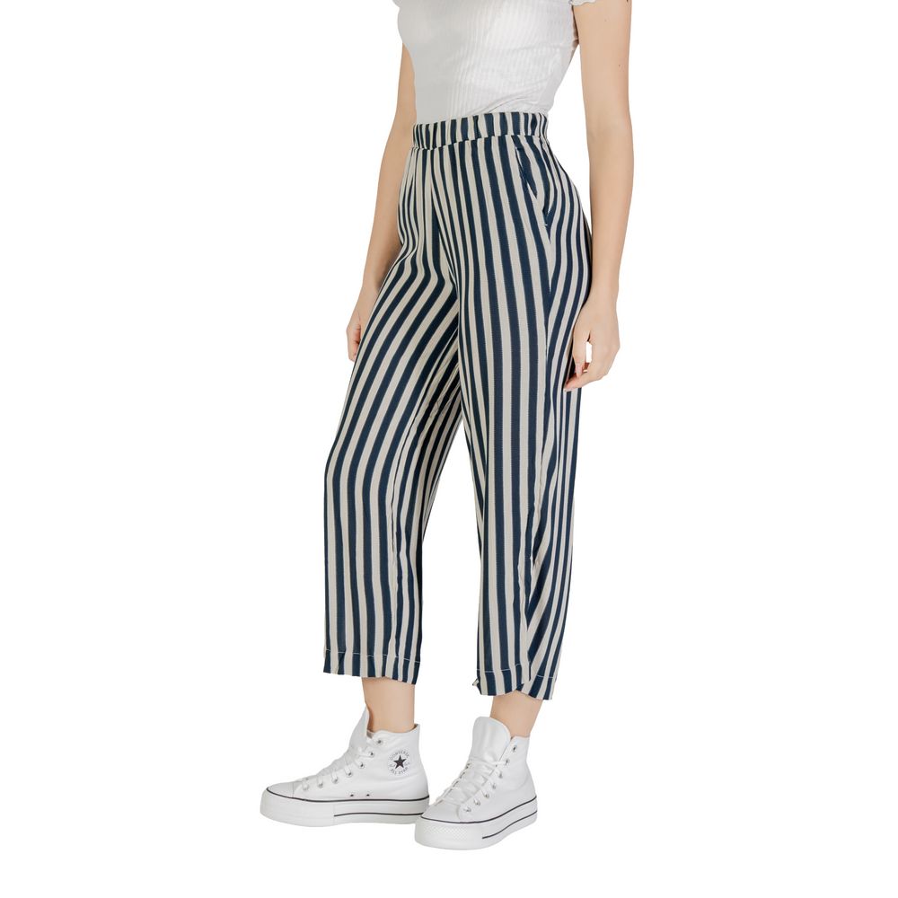 Blue Viscose Cropped Pant