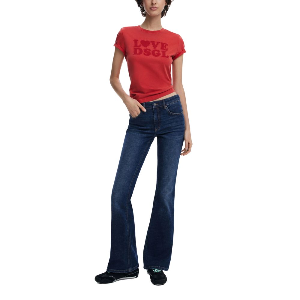 Blue Cotton Bootcut Jean