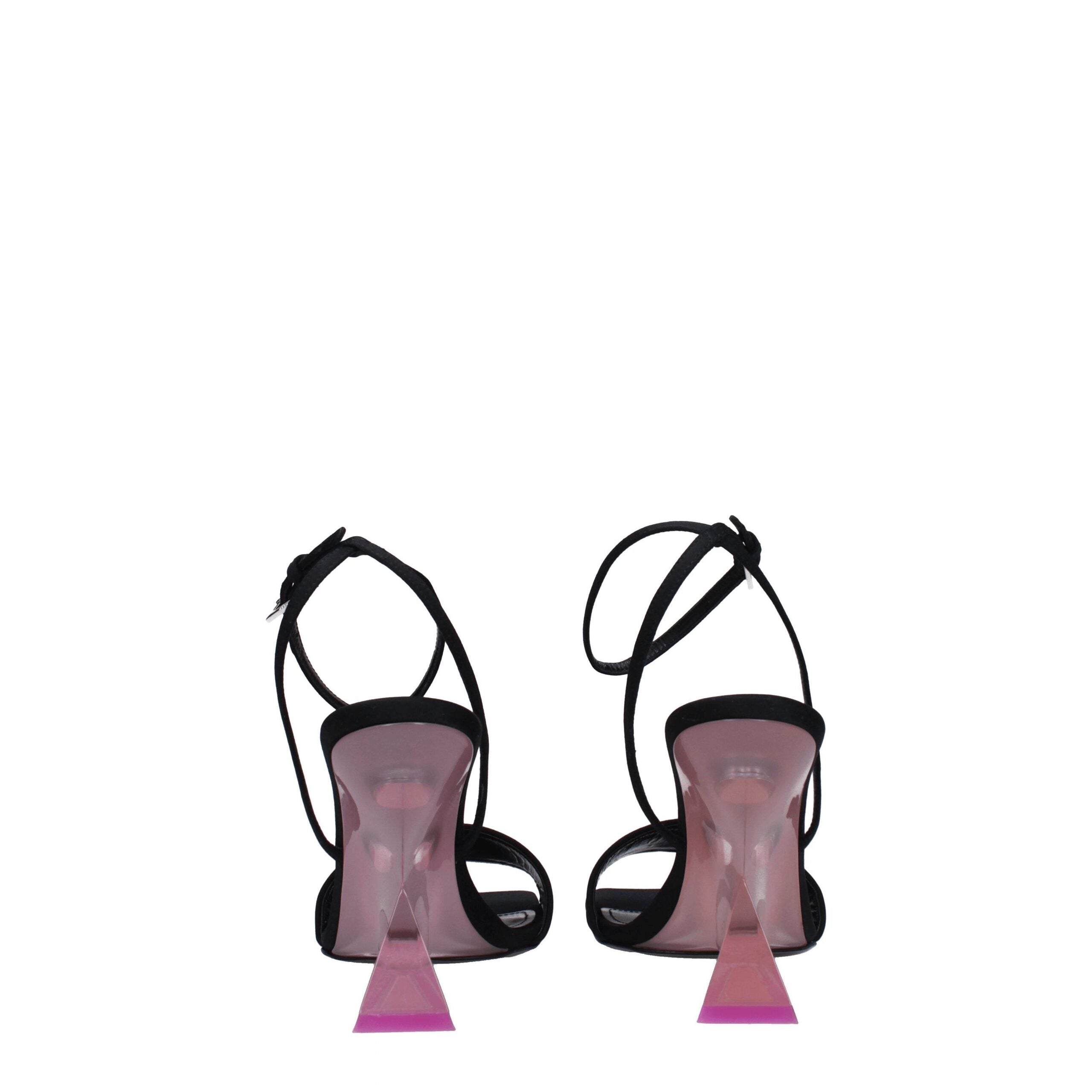 Black Satin Stiletto Heels Sandals