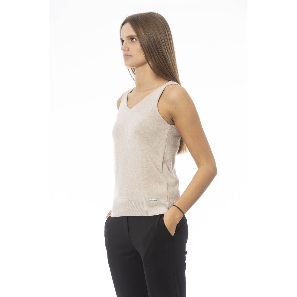 Beige Fabric Tank Top