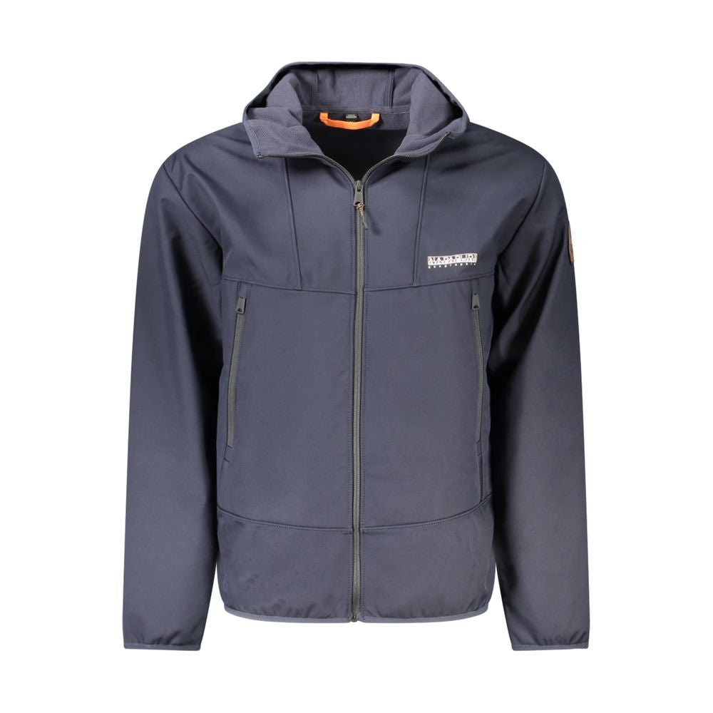 Blue Polyester Men Jacket