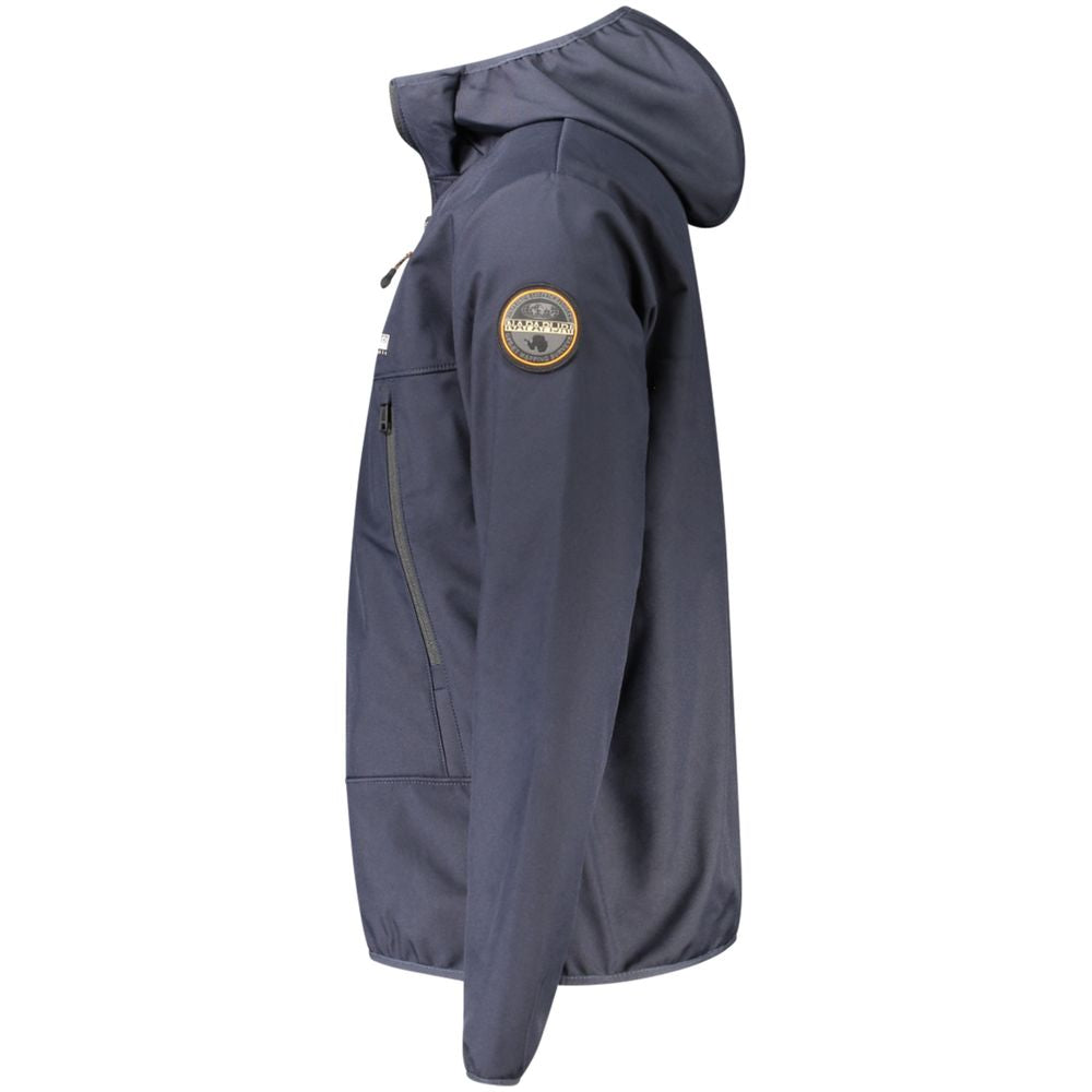 Blue Polyester Men Jacket