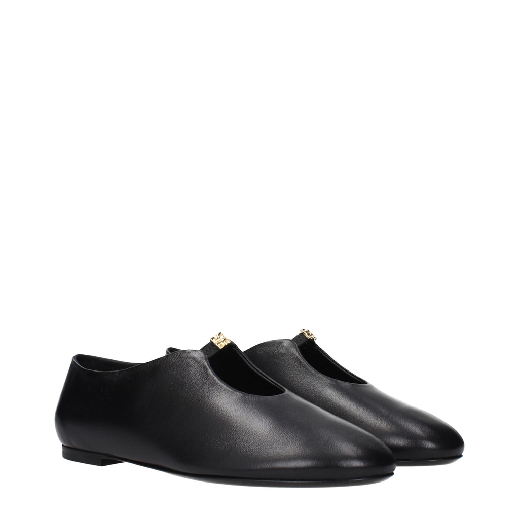 Black Leather Ballet Flats