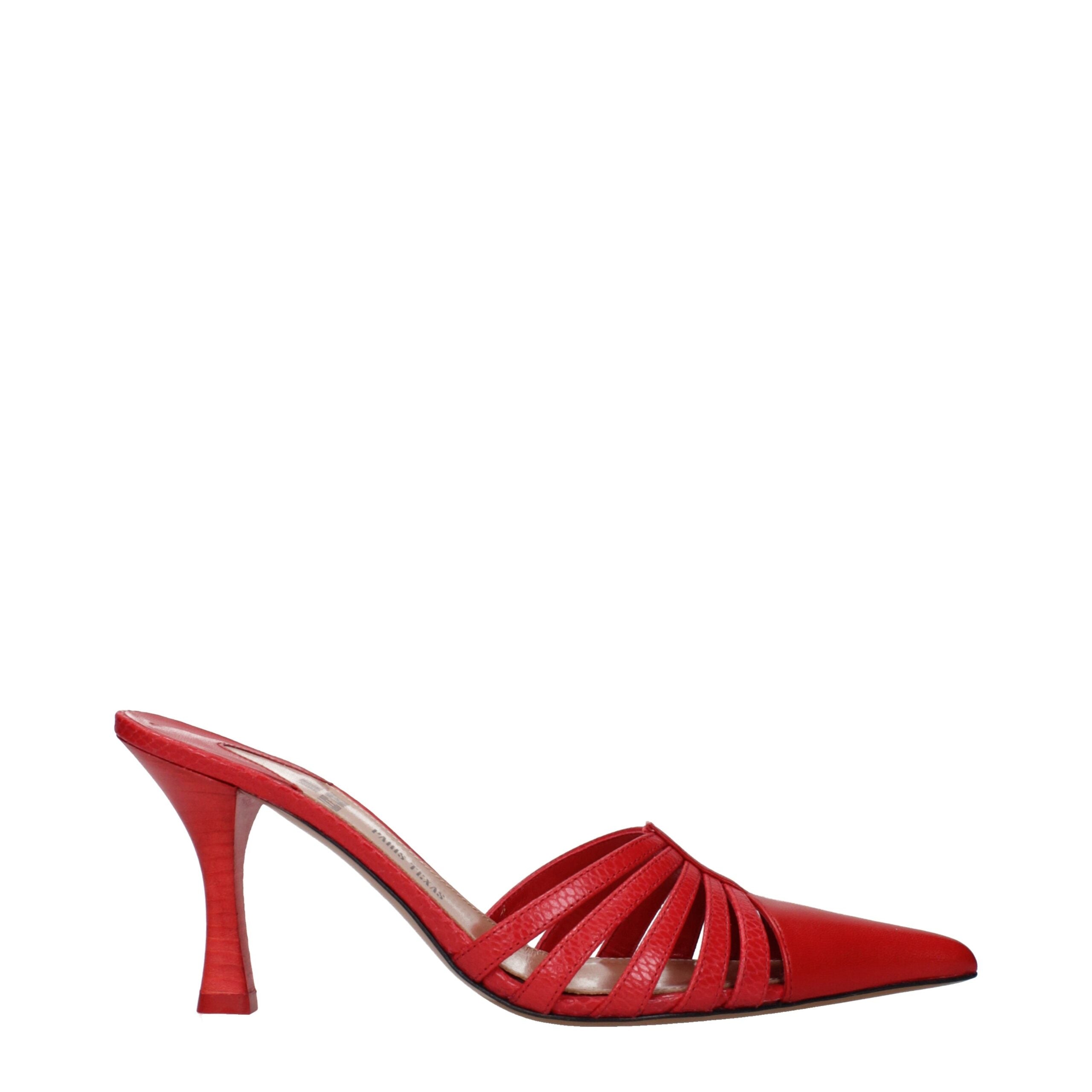 Red Leather Stiletto Heels Sandals