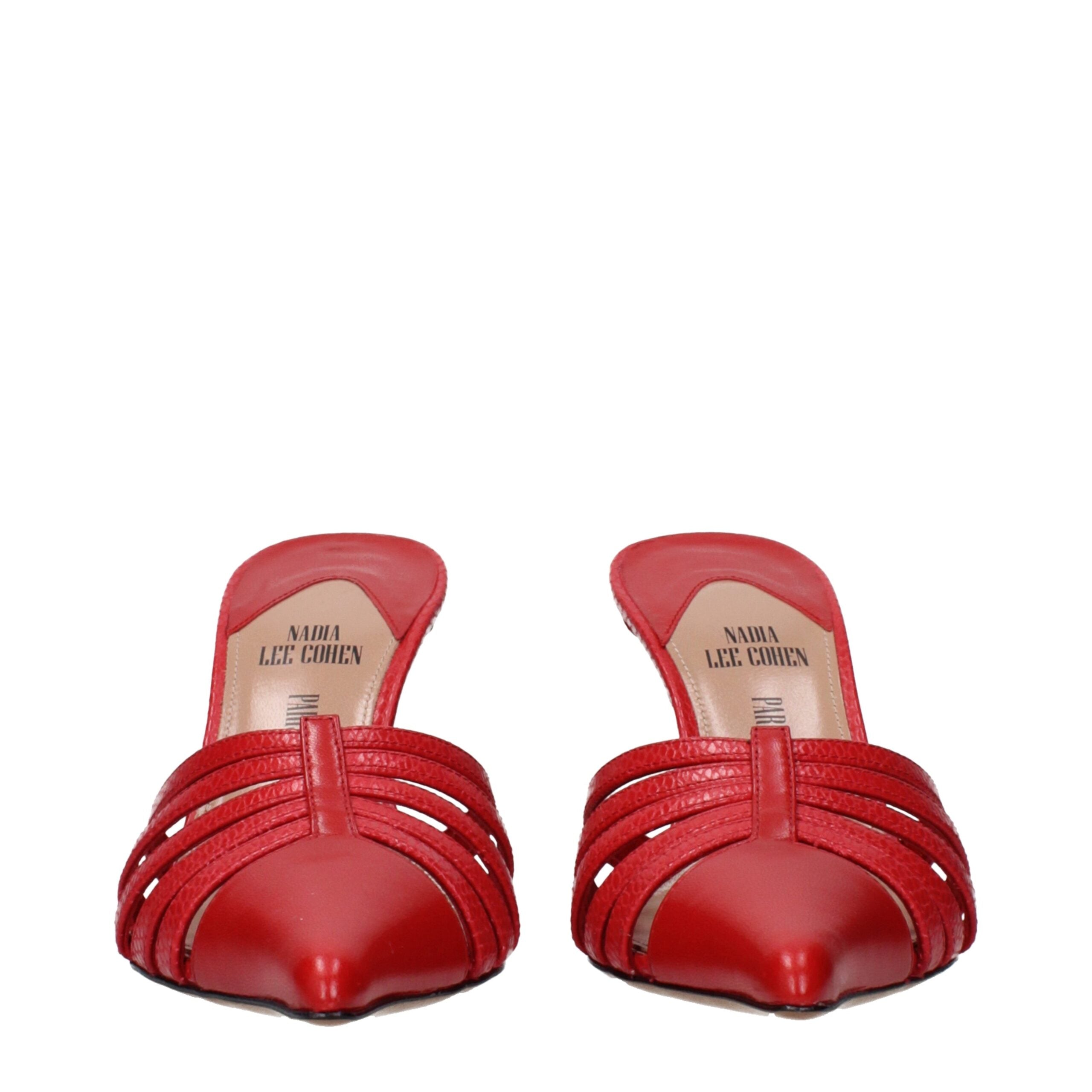 Red Leather Stiletto Heels Sandals