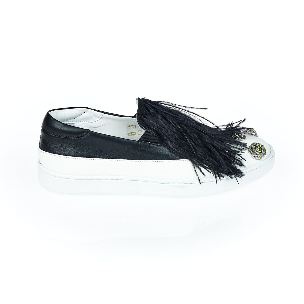 Black And White Bovine Leather Shoe