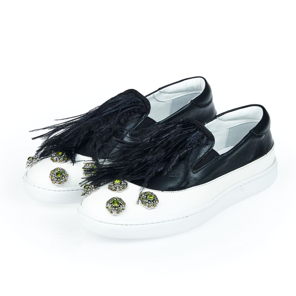 Black And White Bovine Leather Shoe