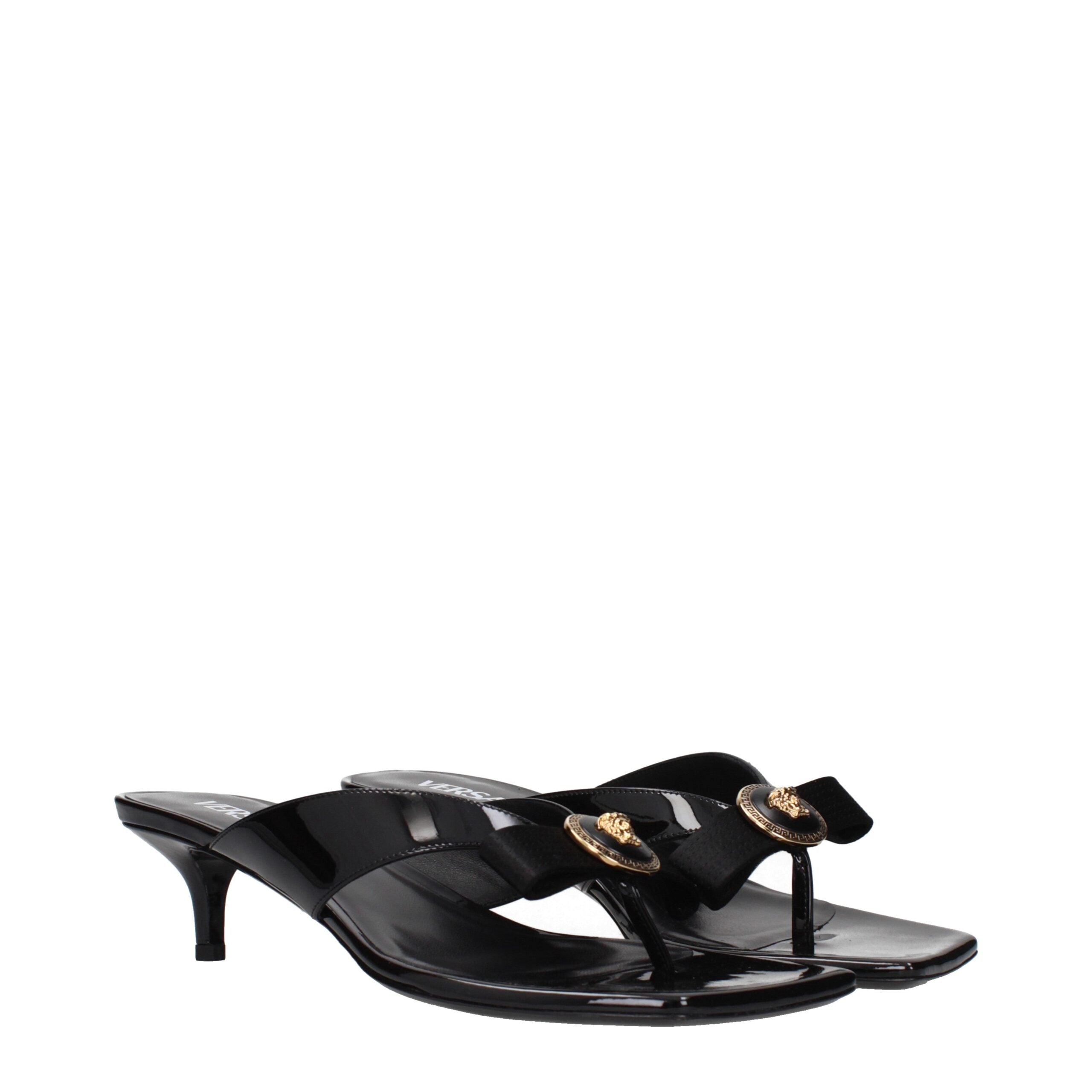 Black Leather Stiletto Heels Sandals