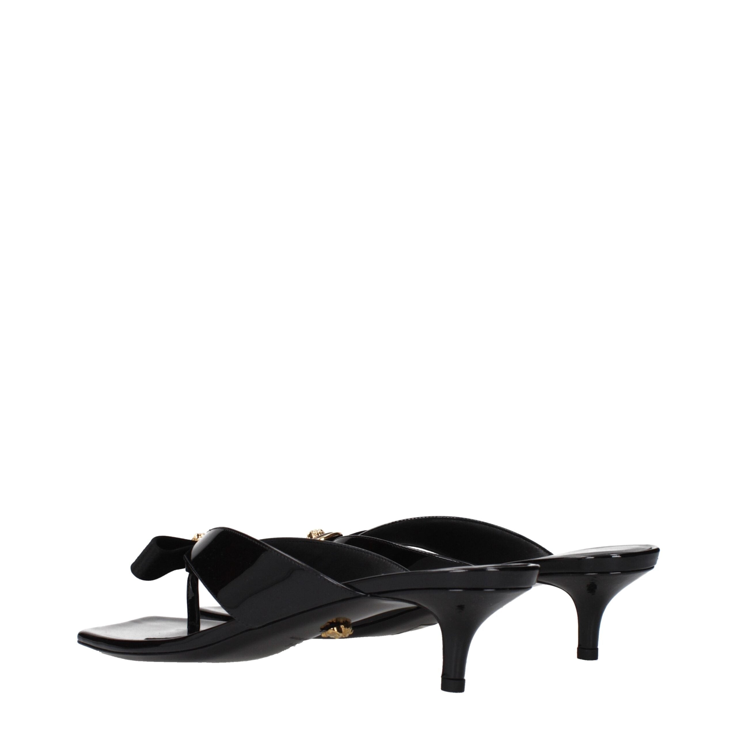 Black Leather Stiletto Heels Sandals