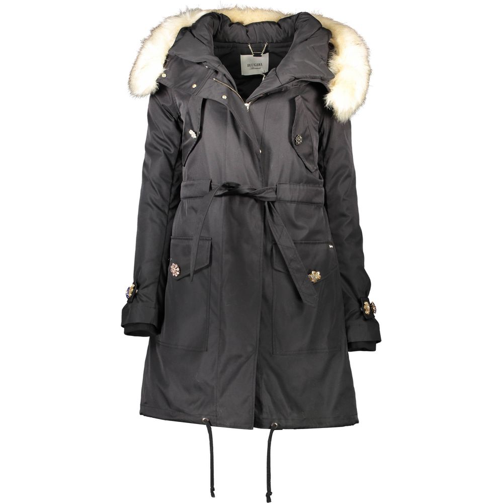 Black Polyester Jackets & Coat